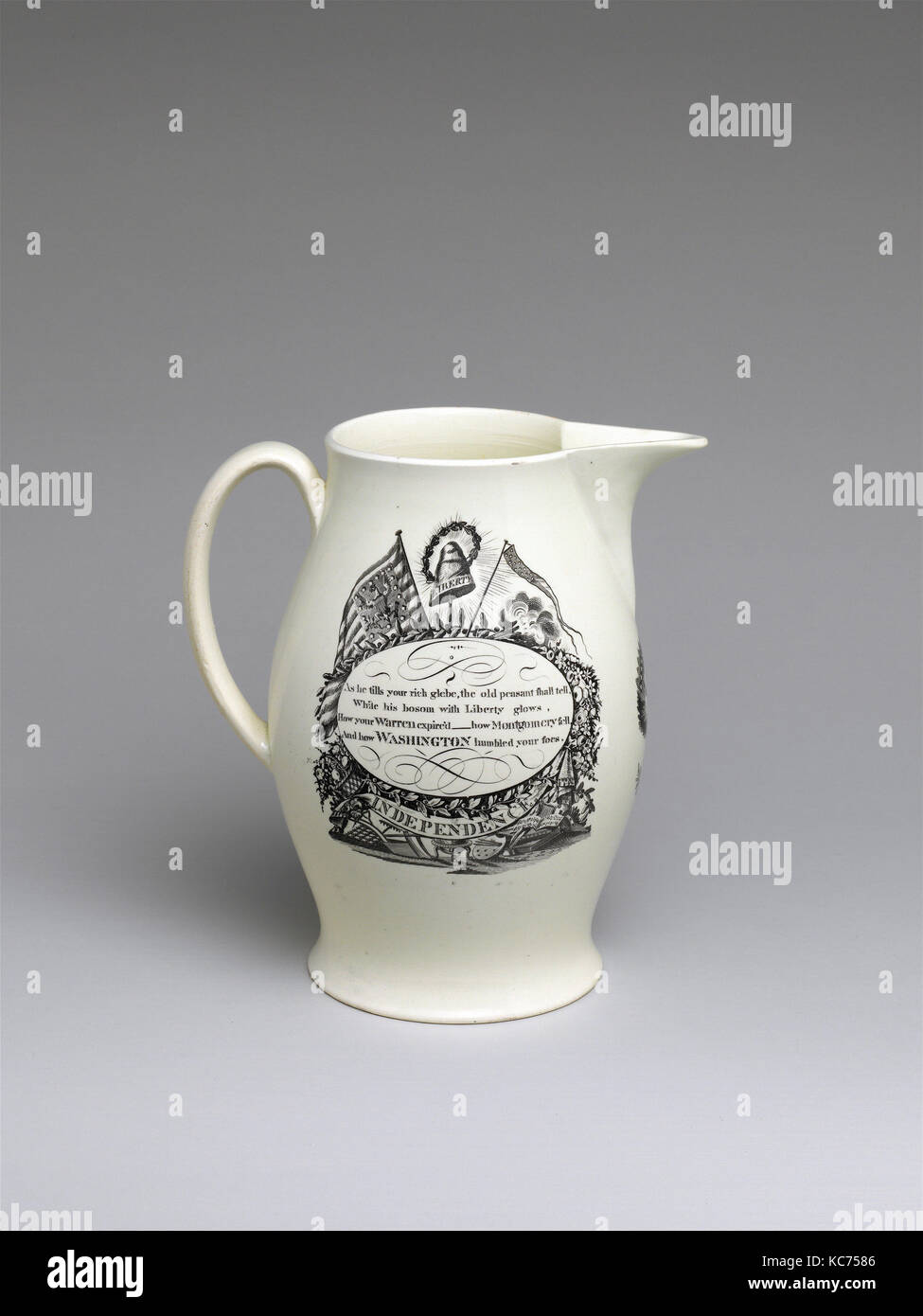 Pitcher, 1800-1810, probablement dans le Merseyside, Liverpool, Angleterre, Colombie Britannique (marché américain), Argile, transfert-imprimés Banque D'Images