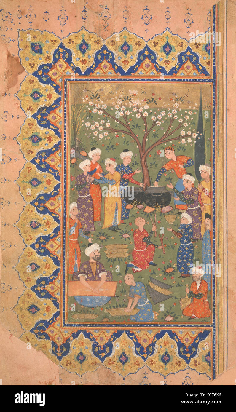 Un Noon-Day «Préparation de repas, d'un folio' Divan (Collected Works) de Mir 'Ali Shir Nava'i, 1580 Banque D'Images