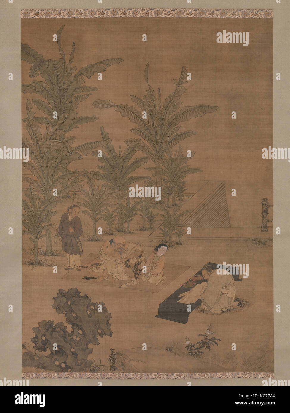 杜堇 伏生授經圖 軸 明, l'Érudit Fu Sheng transmettant le livre des documents, du Jin, 15e-milieu du 16e siècle Banque D'Images