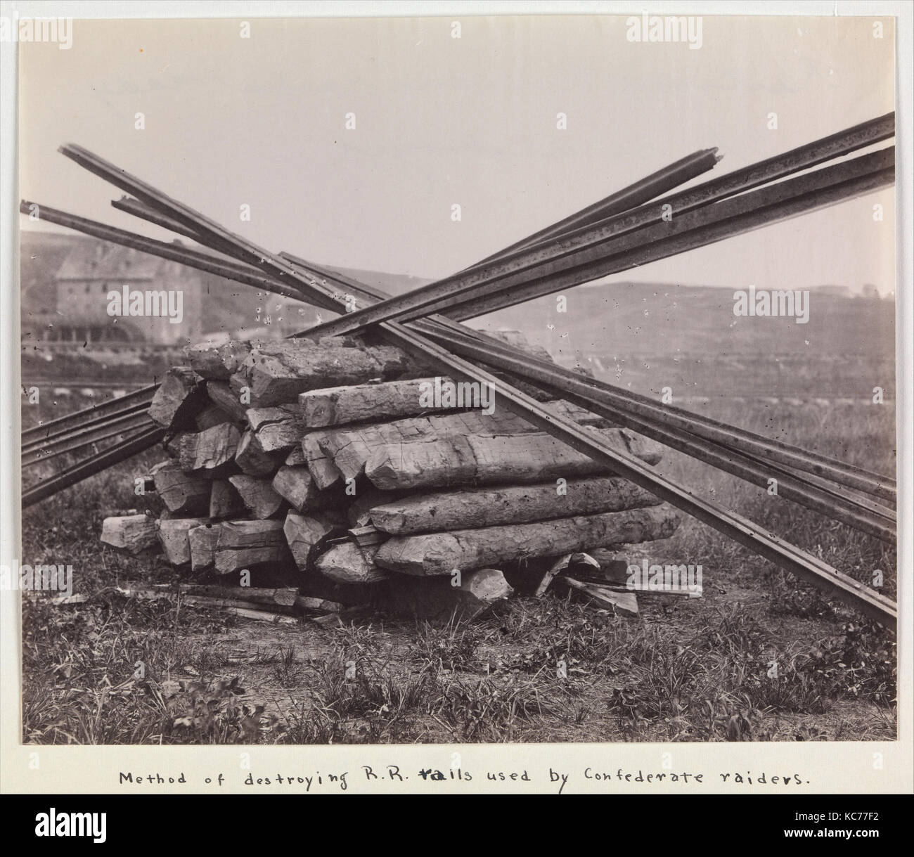 Confederate Méthode de destruction des voies ferrées à McCloud Mill, Virginia, Andrew Joseph Russell, 1863 Banque D'Images
