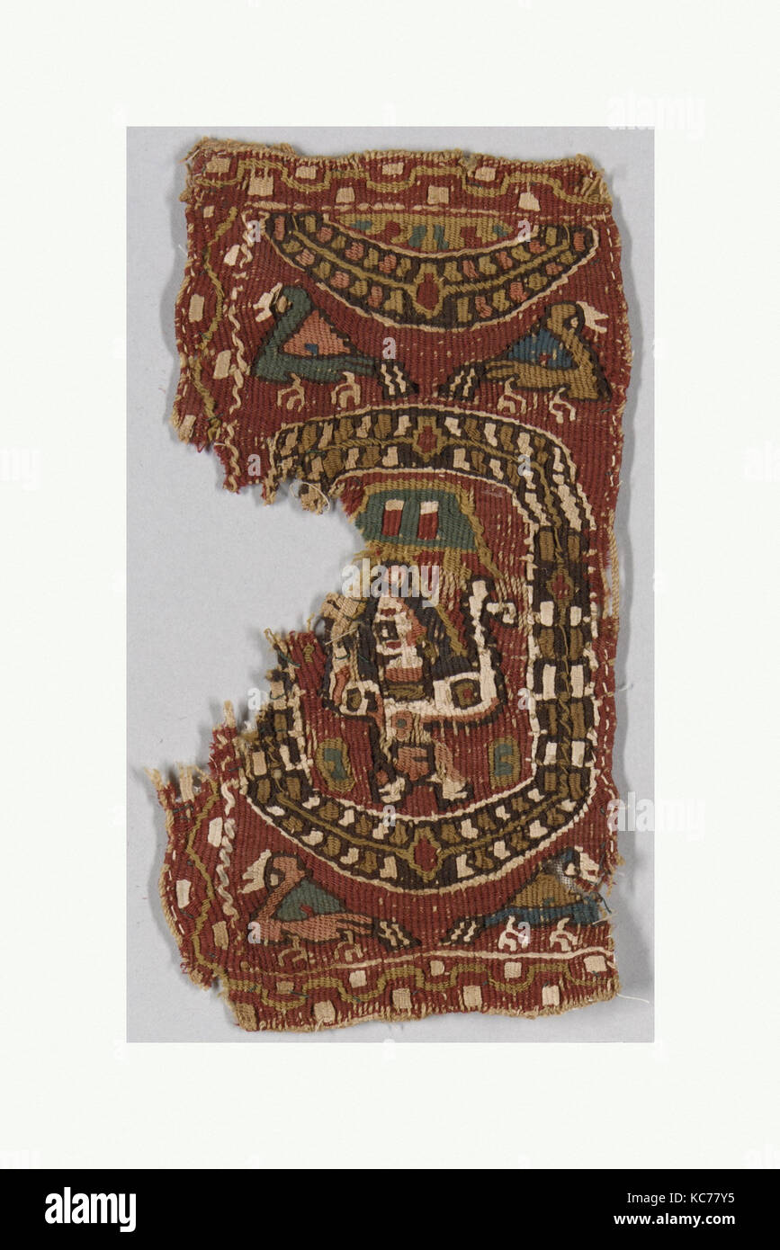 Fragment de bande, 6ème 7ème siècle, attribué à l'Égypte, le lin, la laine, tissage de la tapisserie, H. 7. (17,8 cm), Textiles Banque D'Images