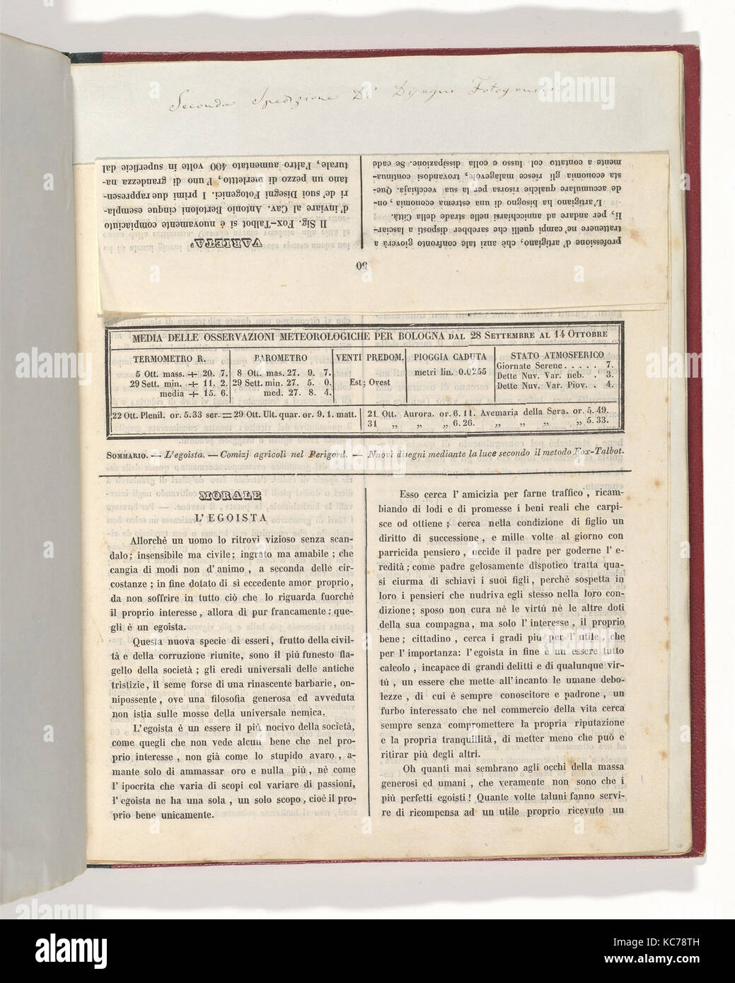 Ricoglitore Di Cognizioni Utili. Anno 2o, No 12 (15 octobre 1839), p. 50, 1839 Banque D'Images