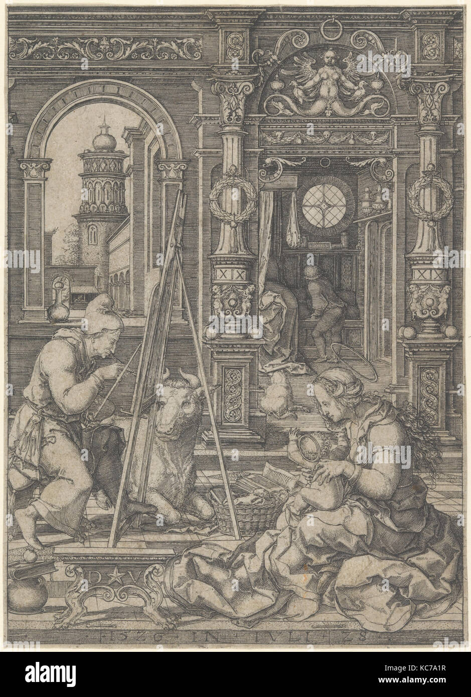 Saint Luc peignant la Vierge, Dirck Vellert, 1526 Banque D'Images