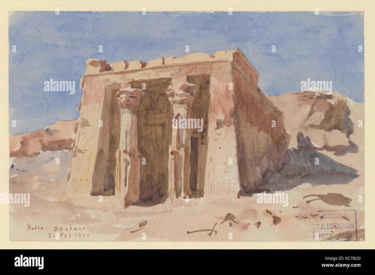 Le Temple de Dendur, aquarelle et graphite sur papier vélin blanc cassé, 4 7/8 x 7 9/16 in. (12,4 x 19,2 cm), dessins, Frederick Banque D'Images
