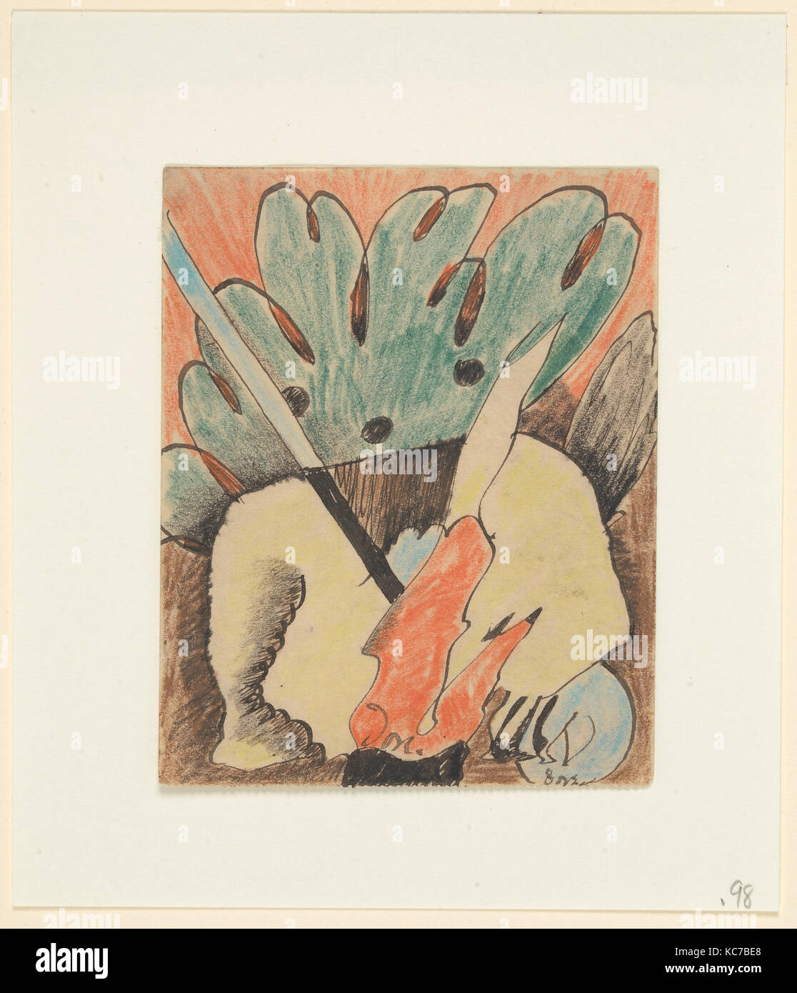 Sans titre, ca. 1927, encre et crayon de cire sur papier, 4 7/8 x 3 7/8 in. (12,4 x 9,8 cm), dessins, Arthur Dove (American Banque D'Images