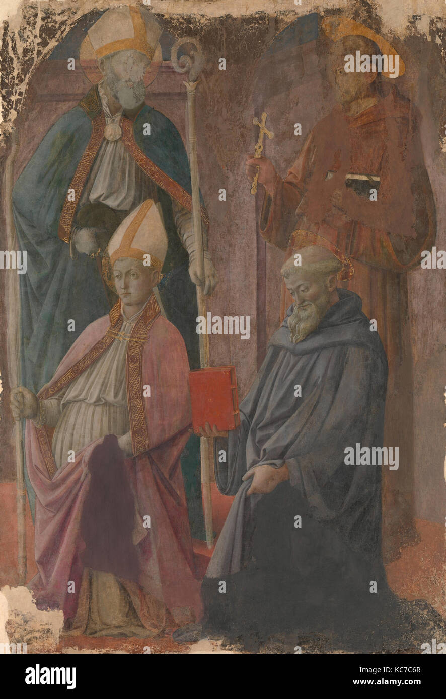 Saints Augustin et Francis, un saint évêque, et de Saint Benoît, Fra Filippo Lippi Banque D'Images