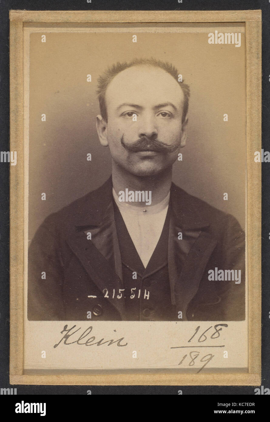 Klein. Louis. 25 ans, né le 08/08/67 à Colmar (Alsace). Employé de commerce. Anarchiste. 11/3/94., Alphonse Bertillon, 1894 Banque D'Images