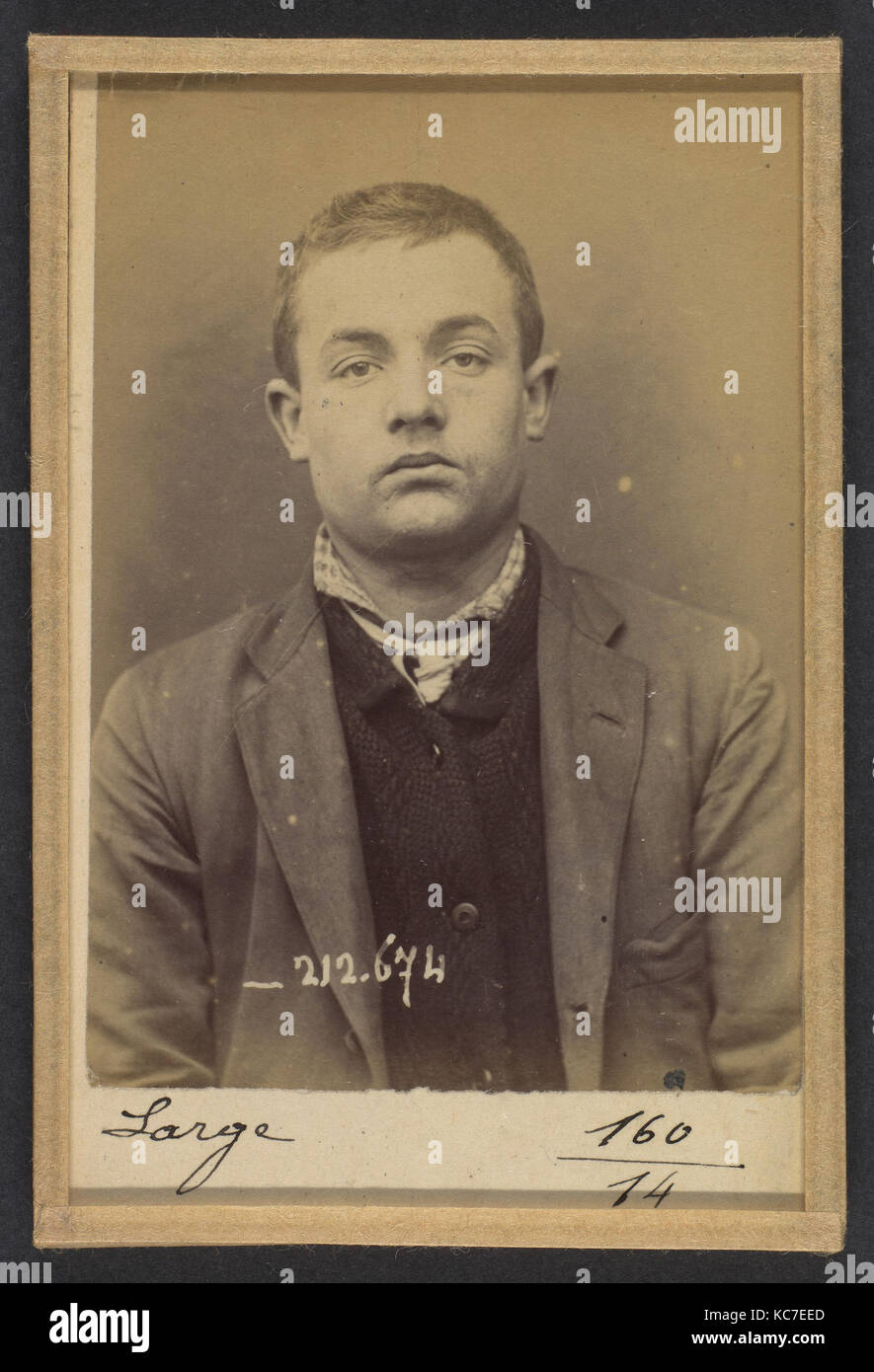 Grande. Etienne, Louis. 20 ans, né le 01/01/74 à LYON (Rhône). Tapissier. Anarchiste. 9/1/94., Alphonse Bertillon, 1894 Banque D'Images