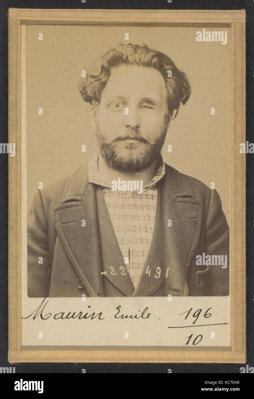 Maurin. Émile, Auguste. 31 ans, né à Marseille (bouche du Rhône). Ex photographe. Anarchiste. 2/7/94., Alphonse Bertillon, 1894 Banque D'Images