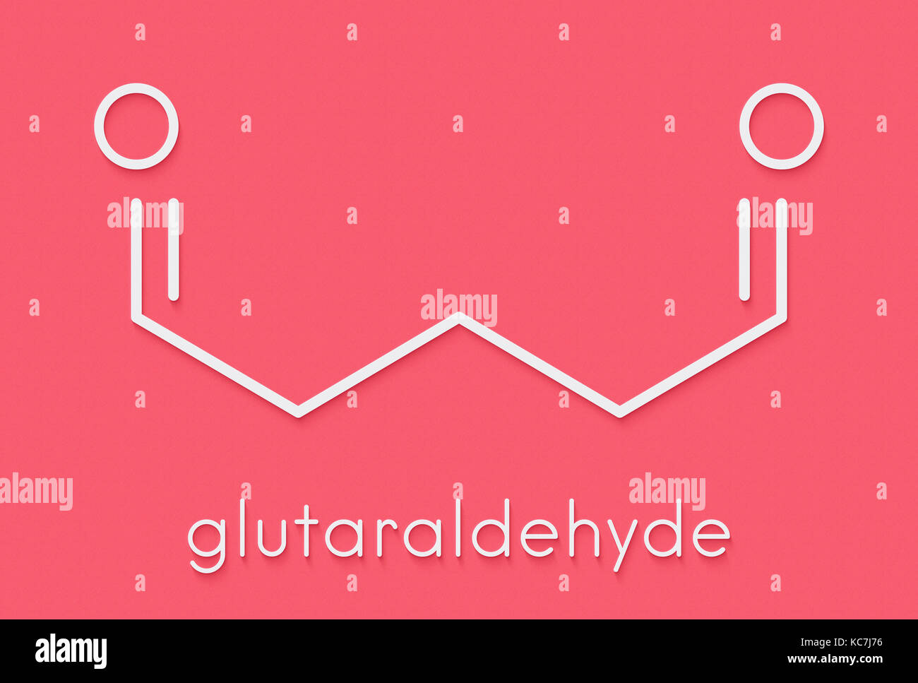 Le glutaraldéhyde glutaraldéhyde (désinfectant) molécule. utilisé dans la désinfection des dispositifs médicaux et instruments chirurgicaux. formule topologique. Banque D'Images