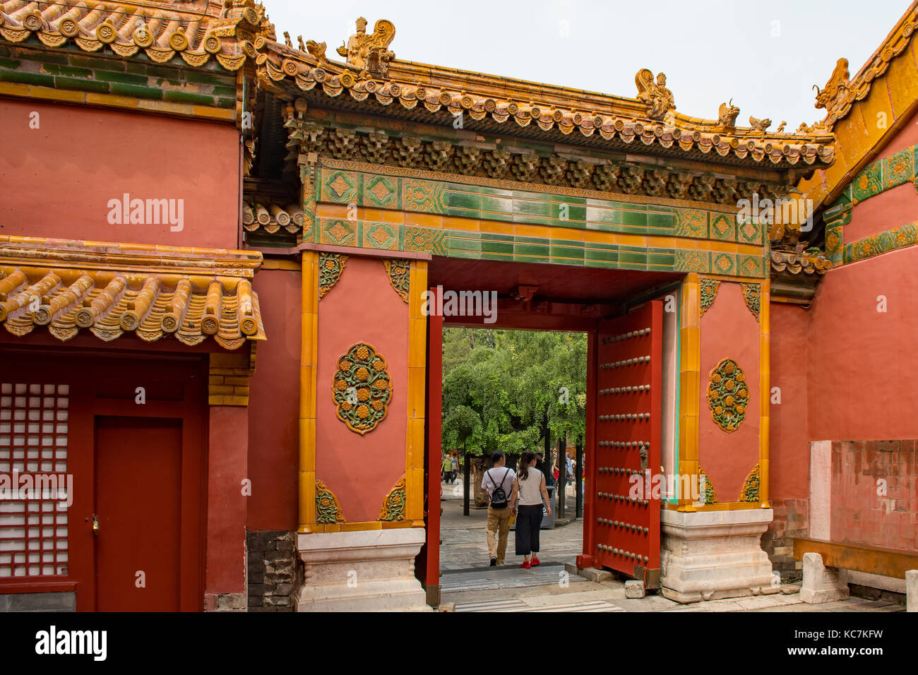 À la porte de jardin impérial de la cité interdite, Pékin, Chine Banque D'Images