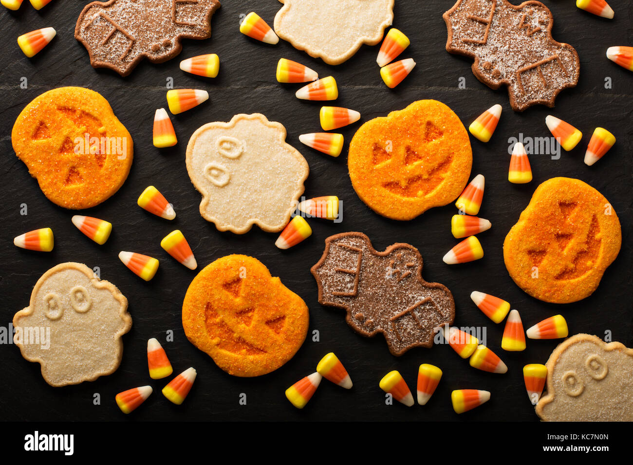 Citrouille Halloween cookies Banque D'Images