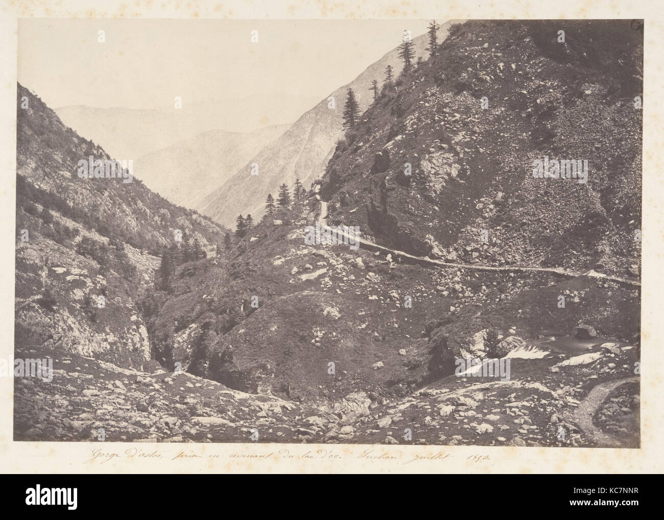 Gorge d'Astos, prise en revenant du lac d'Oo, Luchon, Joseph Vigier, 1853 Banque D'Images