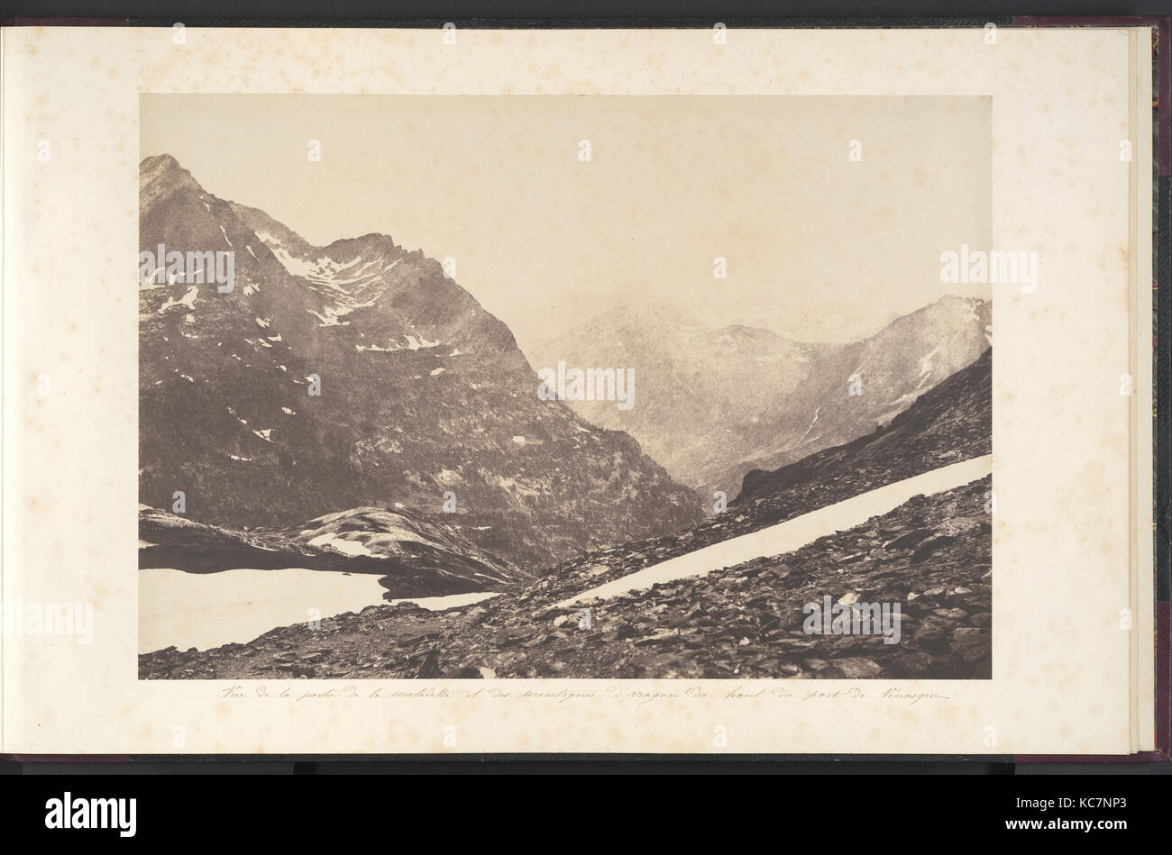 Vue de la partie de la Maladetta et des montagnes du haut du port de Vénasque, Joseph Vigier, 1853 Banque D'Images