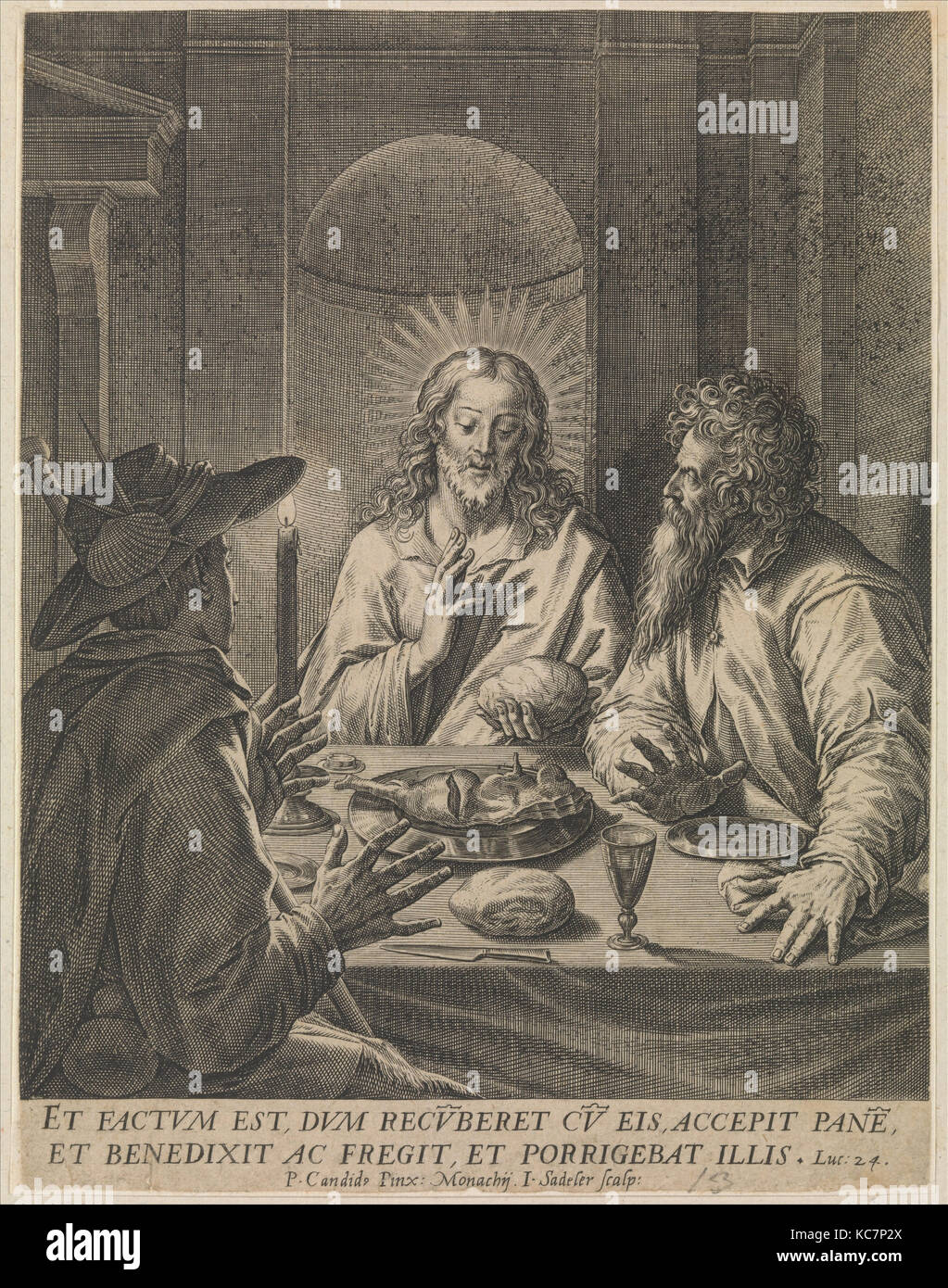 Le Christ à Emmaüs, Johann Sadeler I, fin du 16e siècle Banque D'Images
