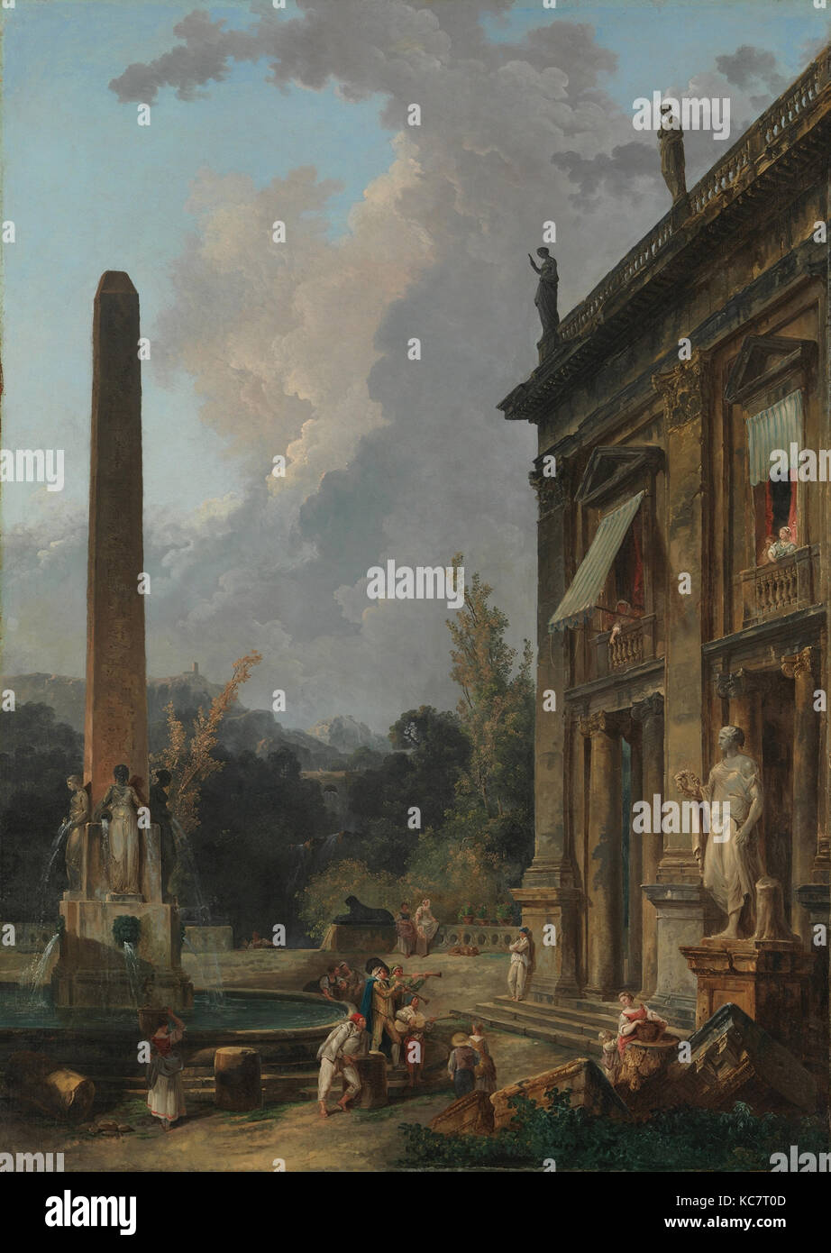 Wandering Minstrels, huile sur toile, 68 3/4 x 48 1/4 in. (174,6 x 122,6 cm), peintures, Hubert Robert (français, Paris 1733-1808 Banque D'Images