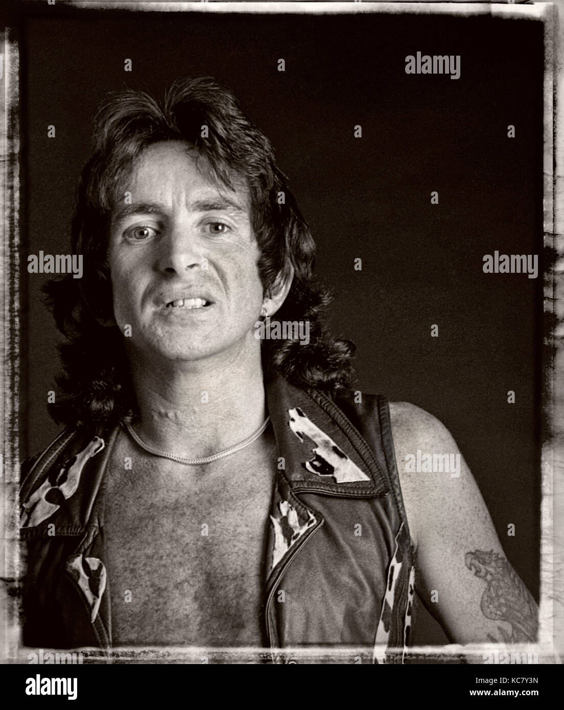 Bon Scott chanteur d'ac/dc 1976 Banque D'Images