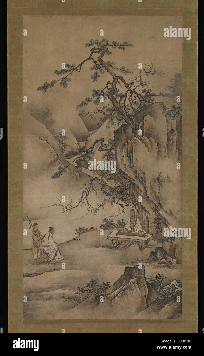 伯牙鍾子期図, Bo Ya joue le Qin comme Zhong Ziqi, cercle d'écoute Motonobu, Kano, années 1530 Banque D'Images