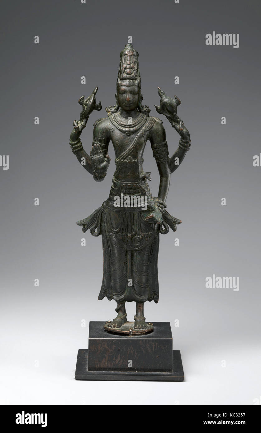 Vishnu, période Pallava, première moitié du ixe siècle, l'Inde du Sud (Tamil Nadu), alliage de cuivre, H. 8 1/2 in. (21,6 cm) ; W. 3 3/4 Banque D'Images