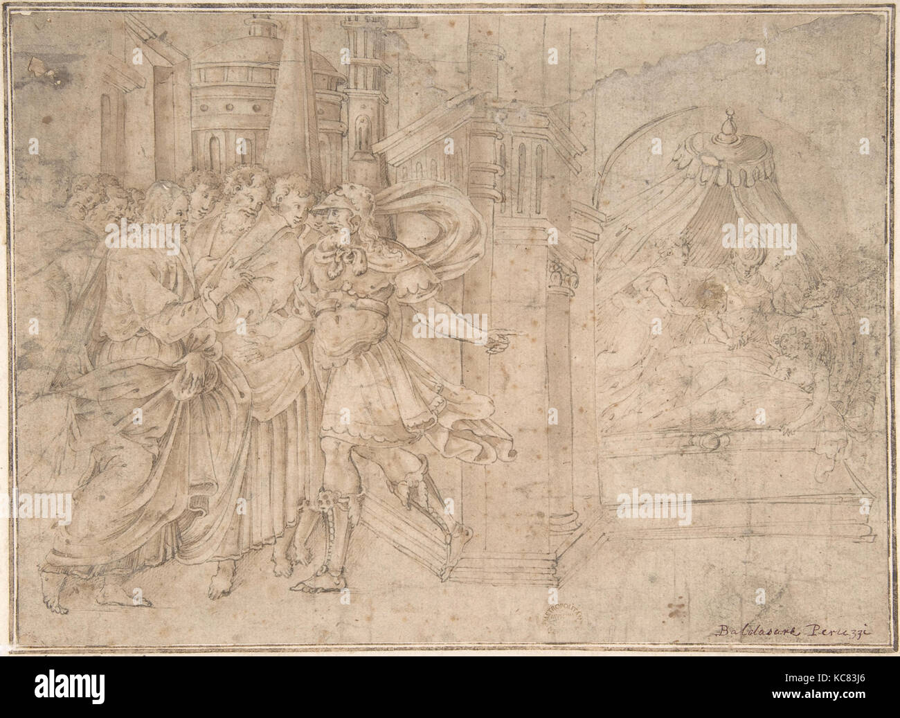 Le Christ et la fille du Centurion, après Perino del Vaga, 16e siècle Banque D'Images