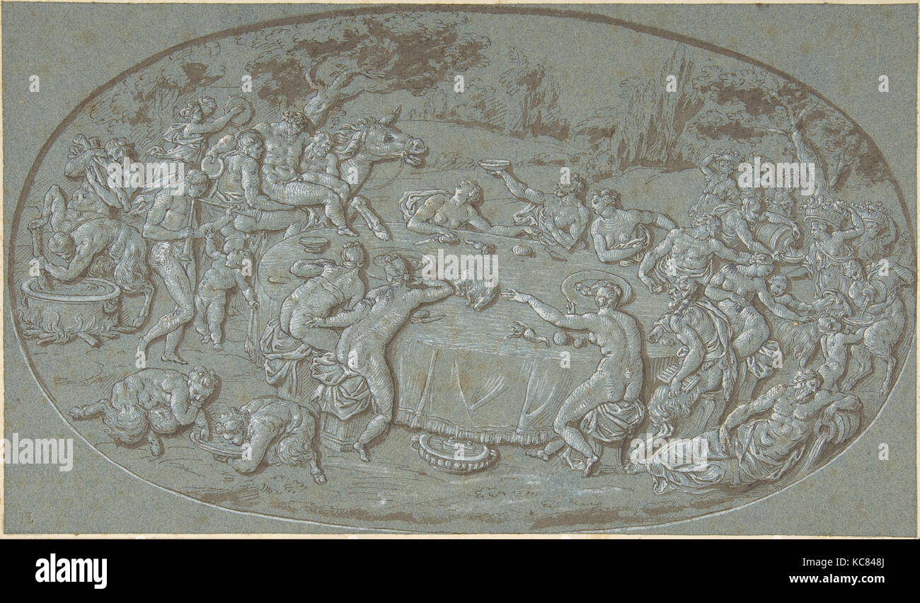 Le roi Midas se régalant à l'arrivée de silène, cercle de Bernard Picart, fin 17ème-début du 18e siècle Banque D'Images
