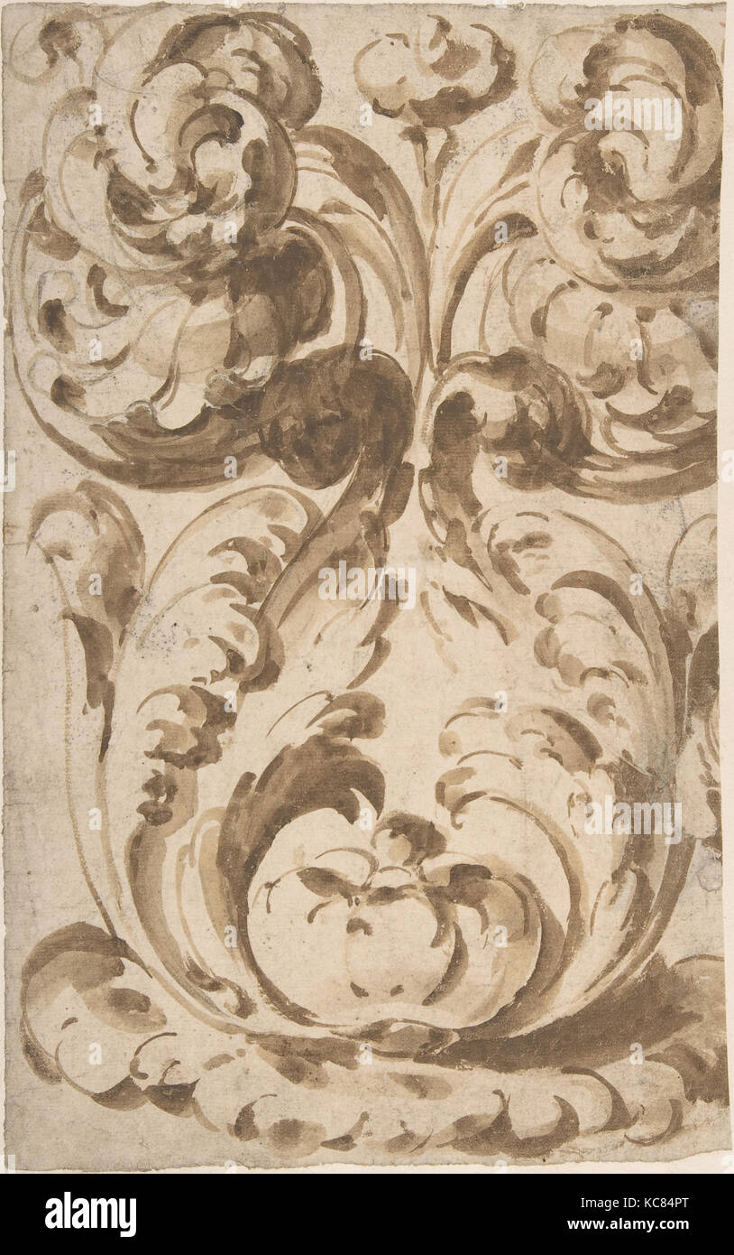 Design symétrique de plus en plus vers le haut Acanthus morte, anonyme, Italien, 17e siècle Banque D'Images