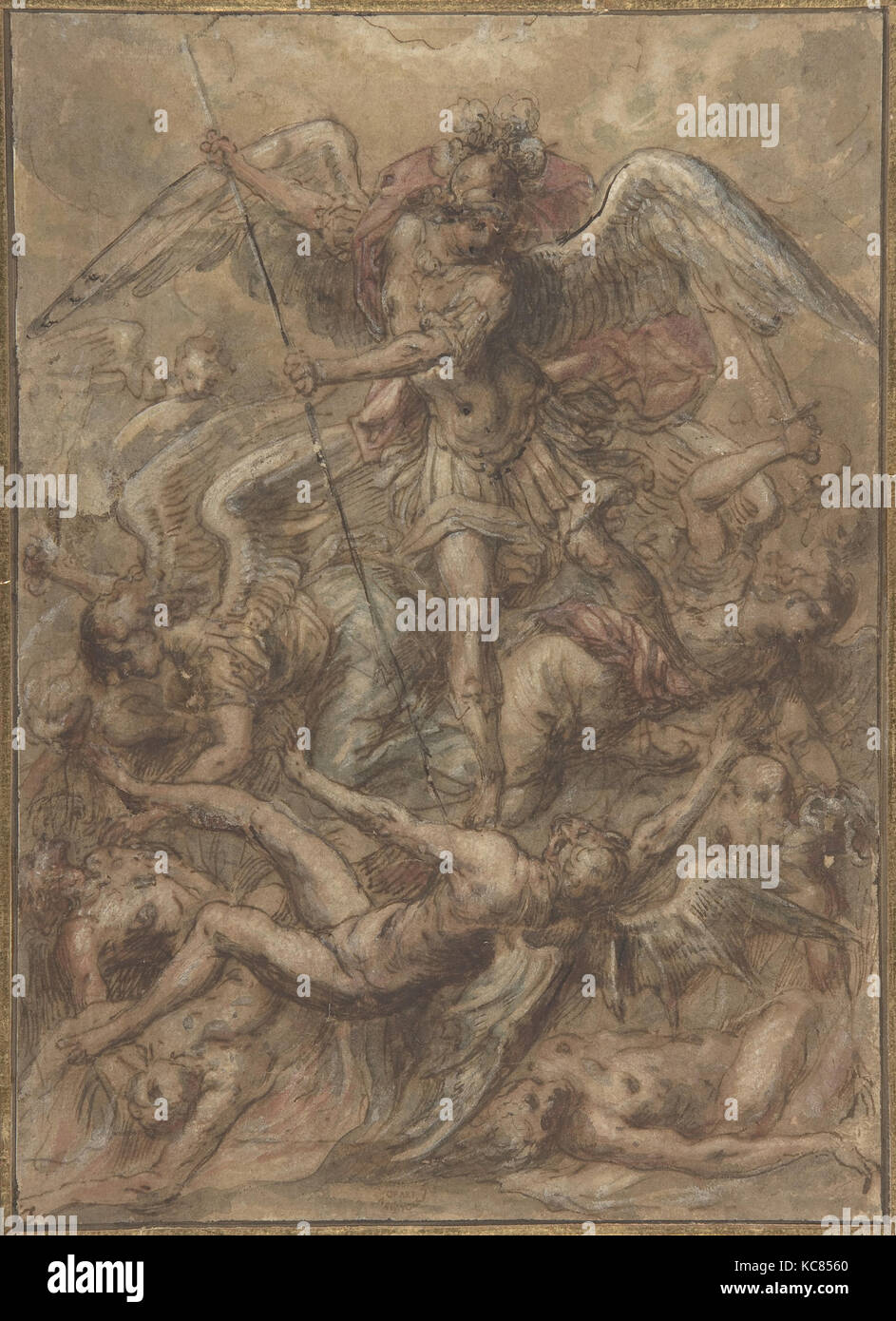 Saint Michael à expulser les anges déchus, anonyme, l'italien, l'Roman-Bolognese, 17e siècle Banque D'Images