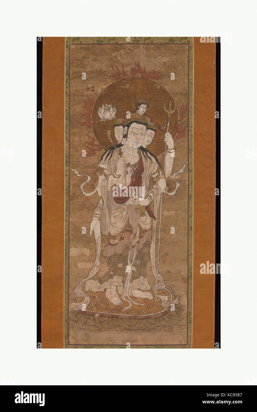 L'un des douze Devas : Bonten, 十二天像(梵天 Nanbokuchō (période), 1336-92), 14e siècle, le Japon, la pendaison ; défilement colorées à la main pour imprimer Banque D'Images