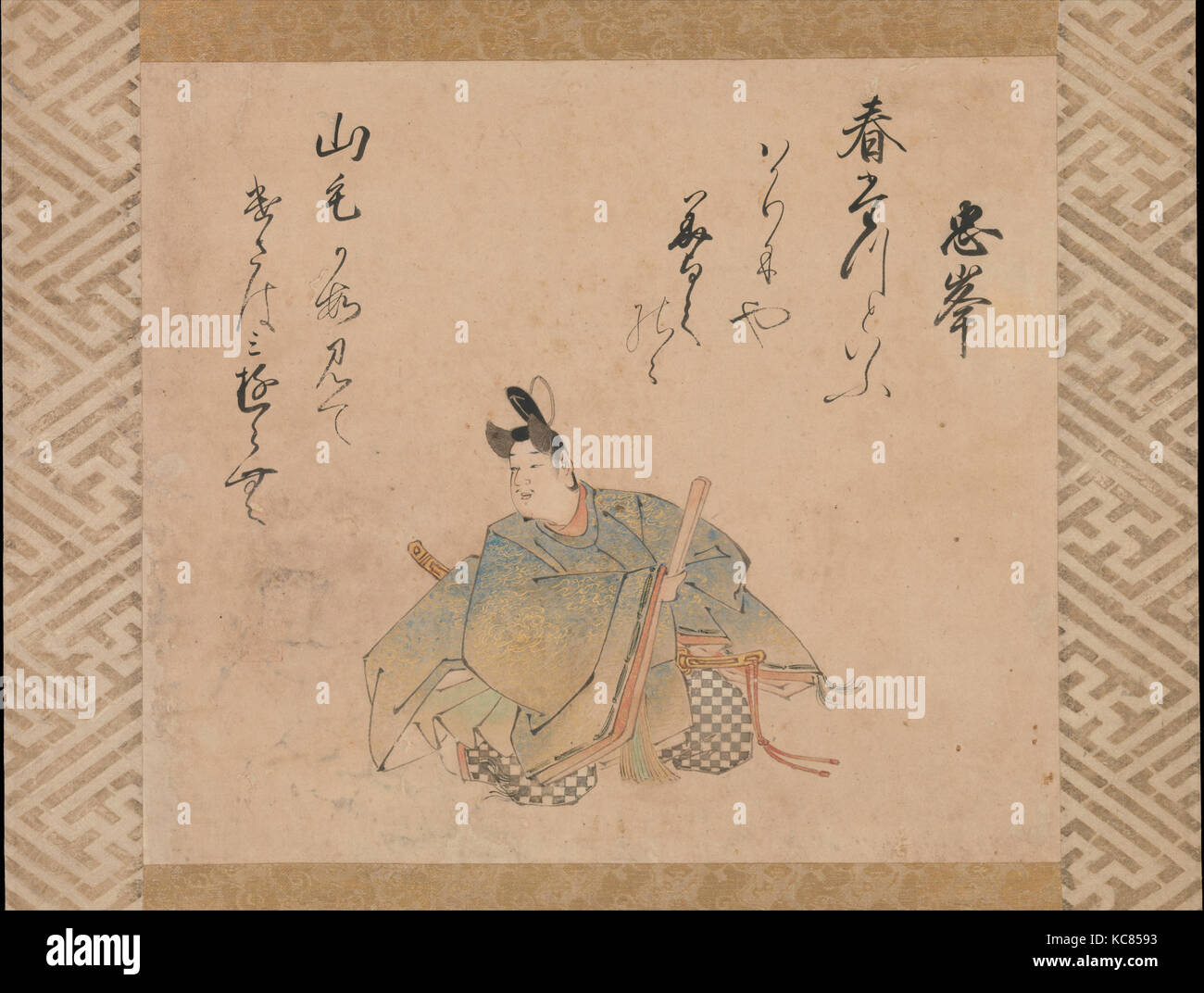 Le poète pas Tadamine Mibu, à partir d'un ensemble de feuilles d'album illustrant la trente-six grands poètes poétique, Iwasa Matabei, début du 17e c Banque D'Images