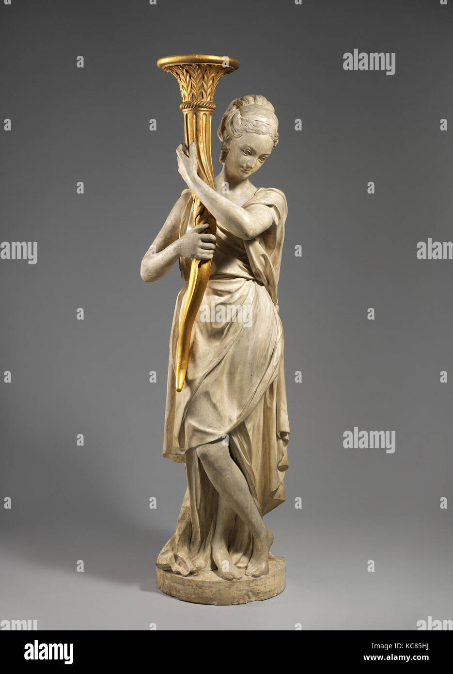 Torchère figure (l'un d'une paire), le style d'Augustin PAJOU, 19e siècle Banque D'Images