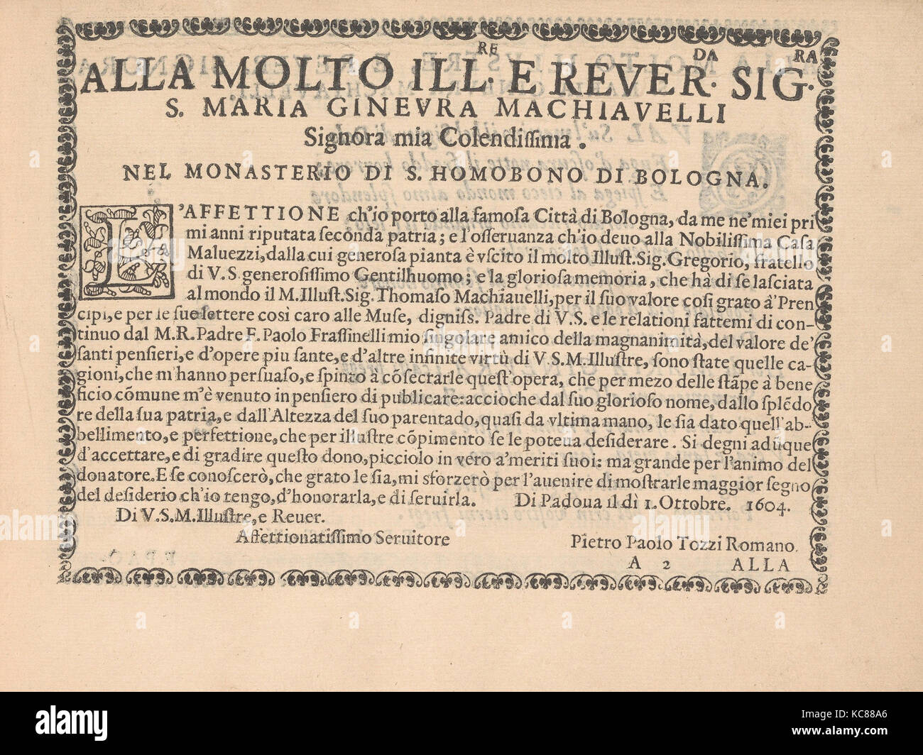 Ghirlanda : sei vaghi di Fiori scielti da uep famosi Giardini d'Italia, page 2 (recto), 1 octobre, 1604 Banque D'Images