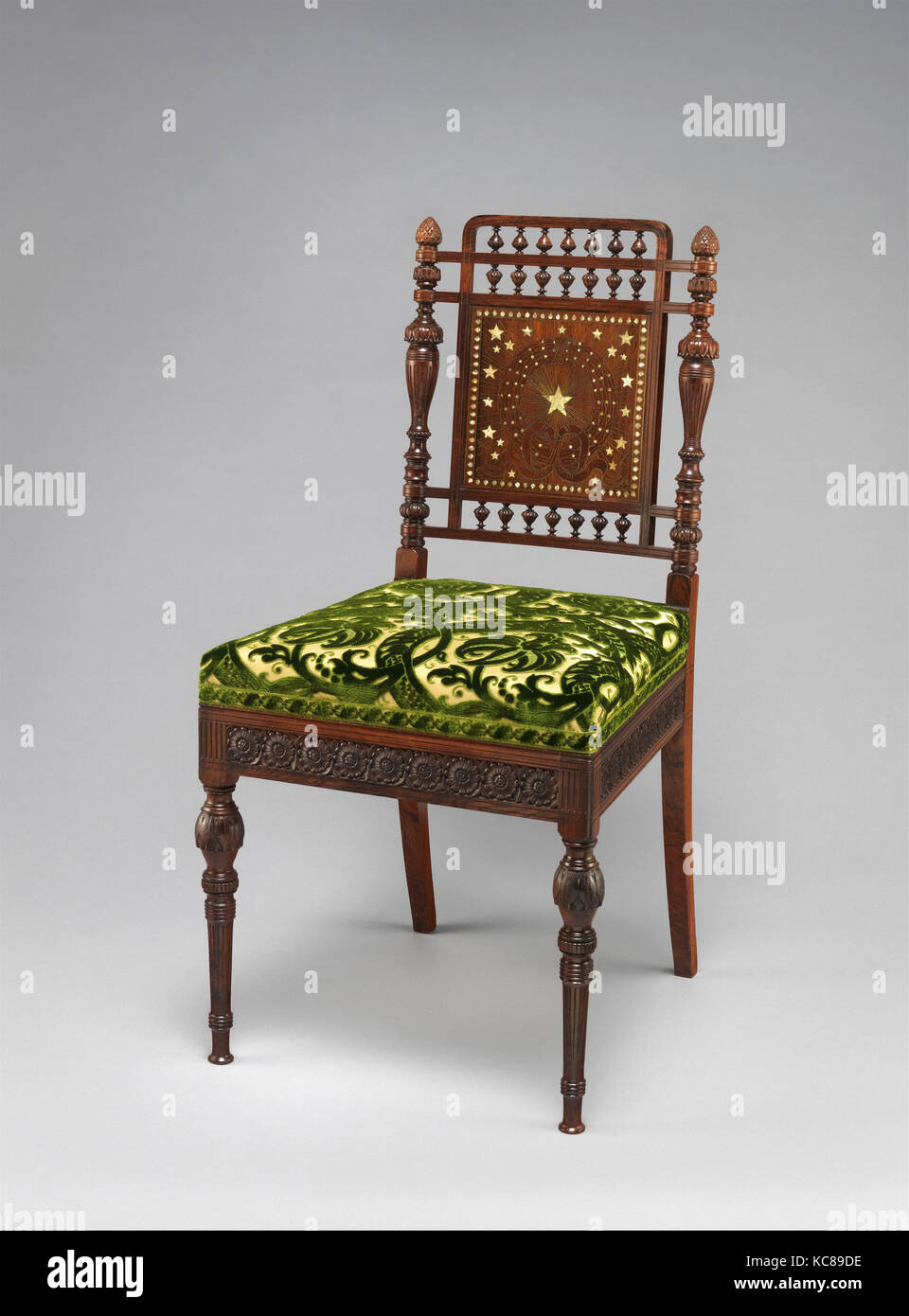 Side chair, 1879, faite à New York, New York, United States, American, bois, laiton, nacre et la reproduction Banque D'Images