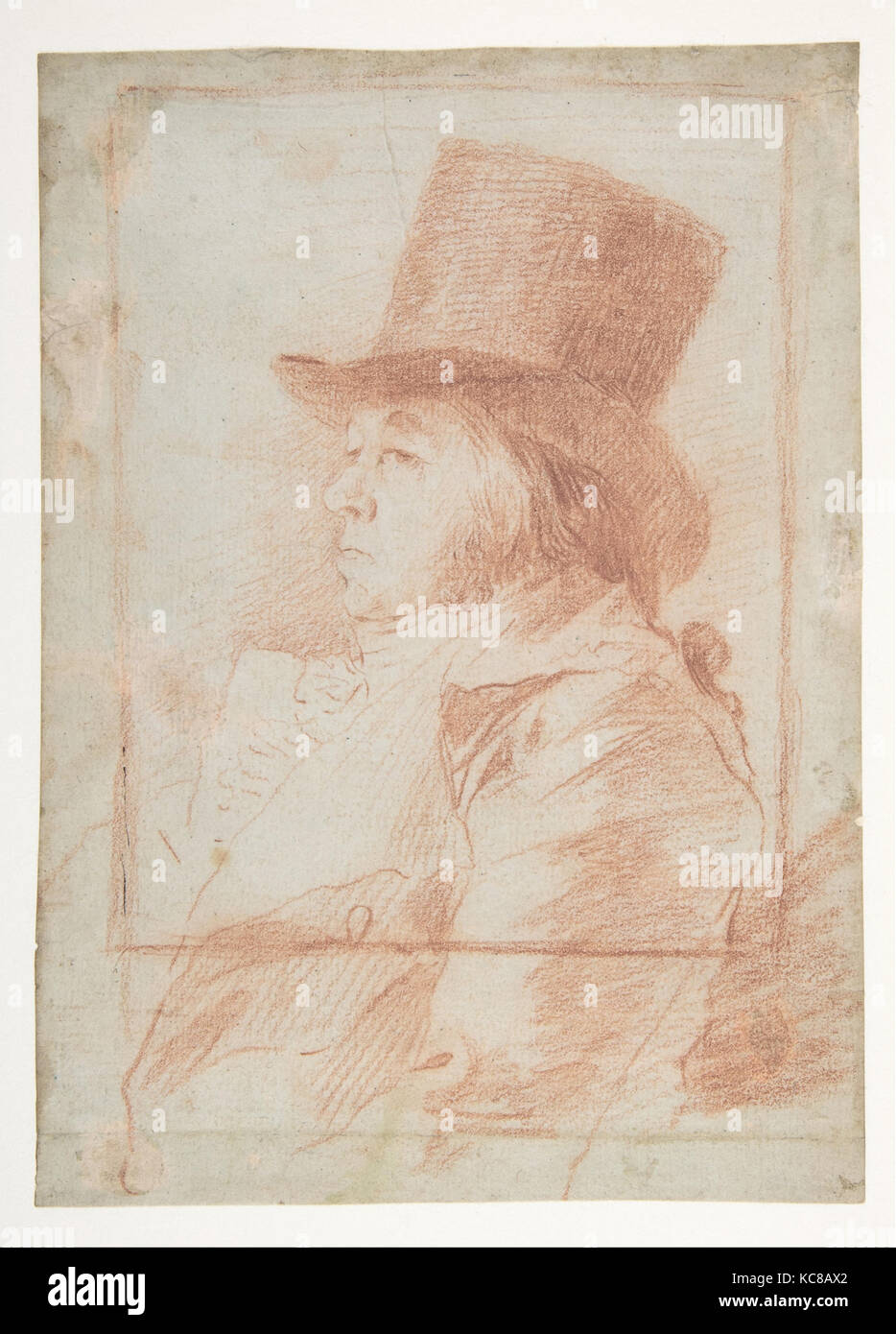 Autoportrait, ca. 1797-98, Red Chalk, 7-7/8 x 5-5/8 in. (20,0 x 14,3 cm), dessins, Goya (Francisco de Goya y Lucientes Banque D'Images