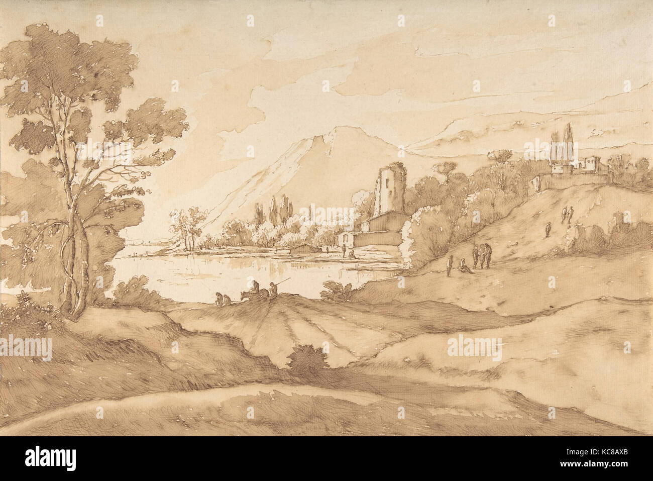 Le sud du paysage imaginaire avec des montagnes et un lac, Theodorus Wilkens, fin 17ème siècle xviiie Banque D'Images