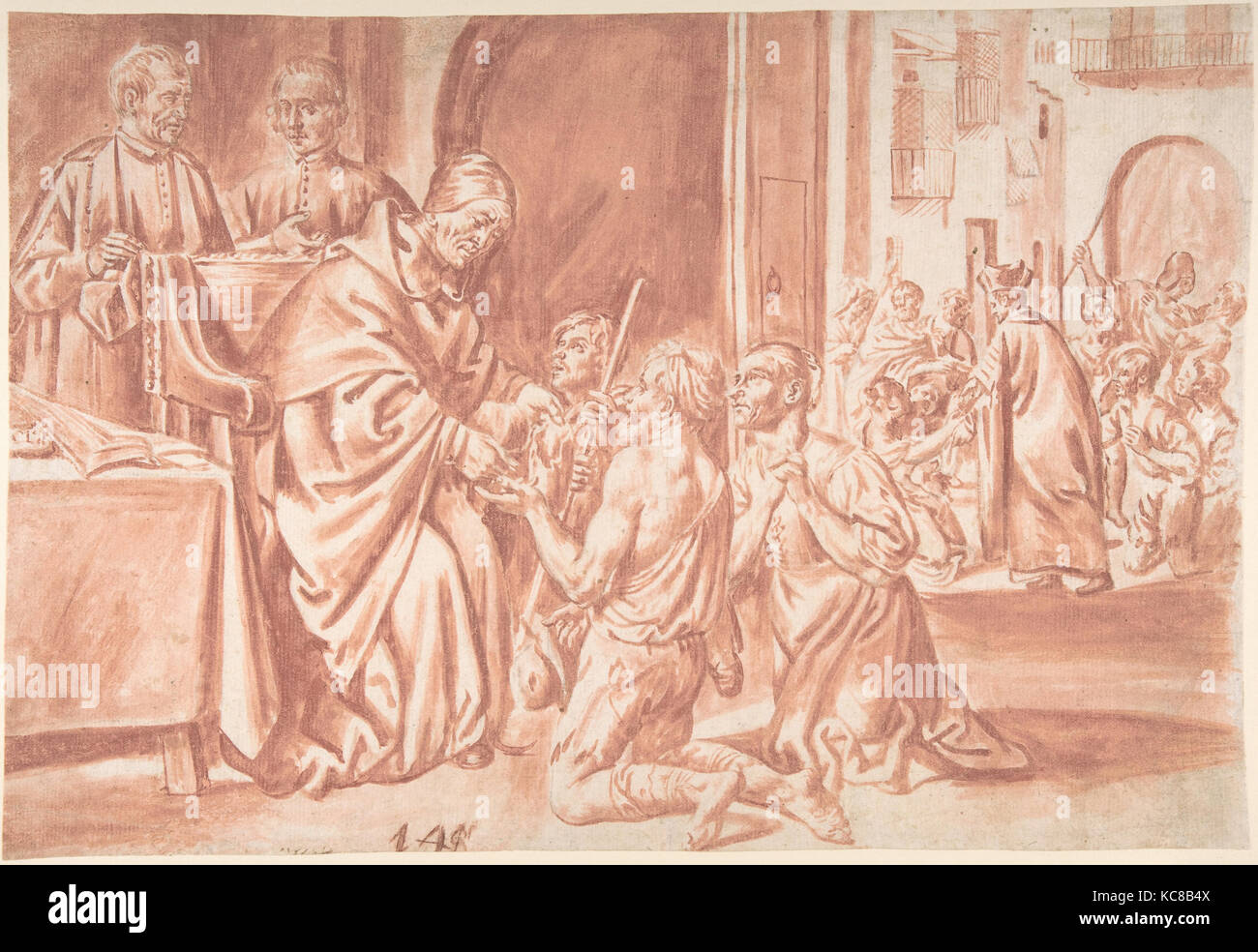 Thomas de Villeneuve, archevêque de Valence de distribuer l'aumône aux pauvres, Pedro Orrente, 1580-1645 Banque D'Images