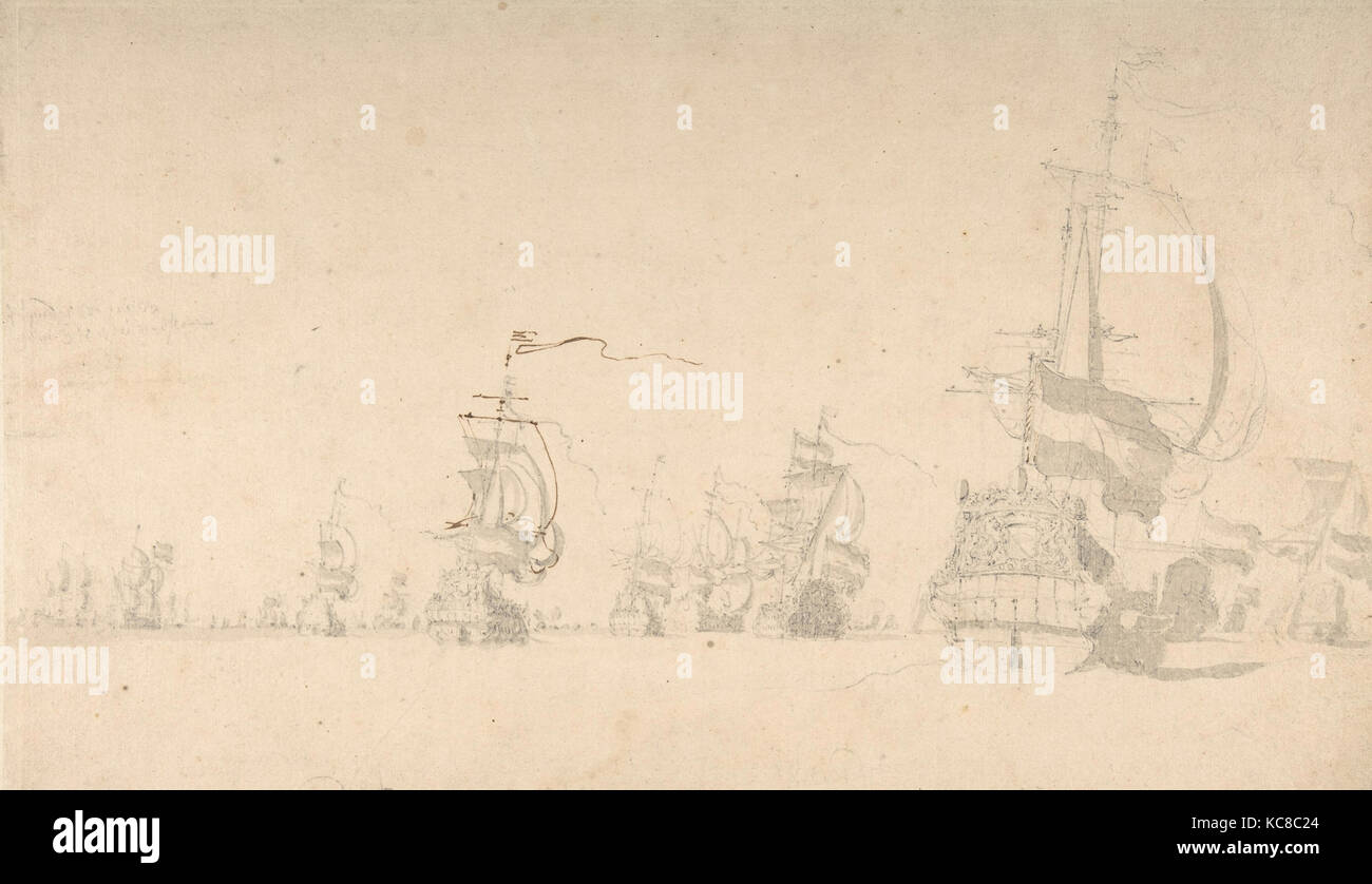 Une Flotte, Willem van de Velde II, milieu du 17e-début du 18e siècle Banque D'Images