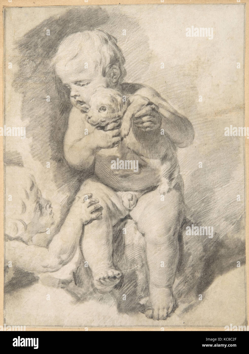 Deux garçons avec un chiot, Cornelis Visscher, milieu du 17e siècle Banque D'Images