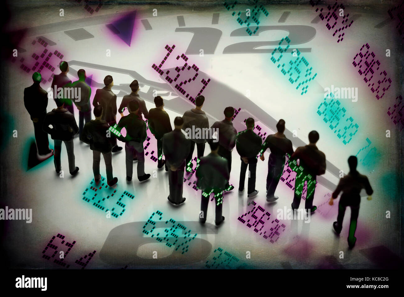 Men's silhouette, la composition numérique, l'économie de l'image conceptuelle Banque D'Images