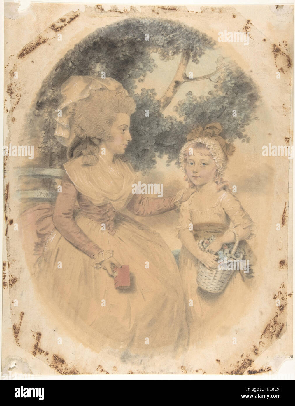 Mme Morgan et son enfant, 1785, Aquarelle, craie de couleur, fusain sur mine, feuille : 16 1/2 x 12 3/8 in. (41,9 x 31,4 cm Banque D'Images