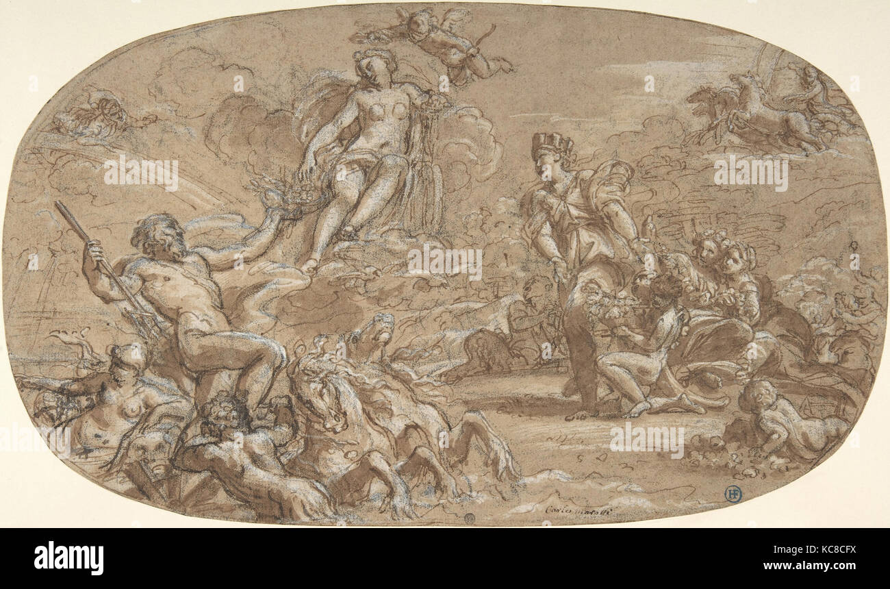 La Naissance de Vénus, avec Neptune, Cybèle et le char du Soleil (Hommage à Vénus), Niccolò Berrettoni, ca. 1670-80 Banque D'Images