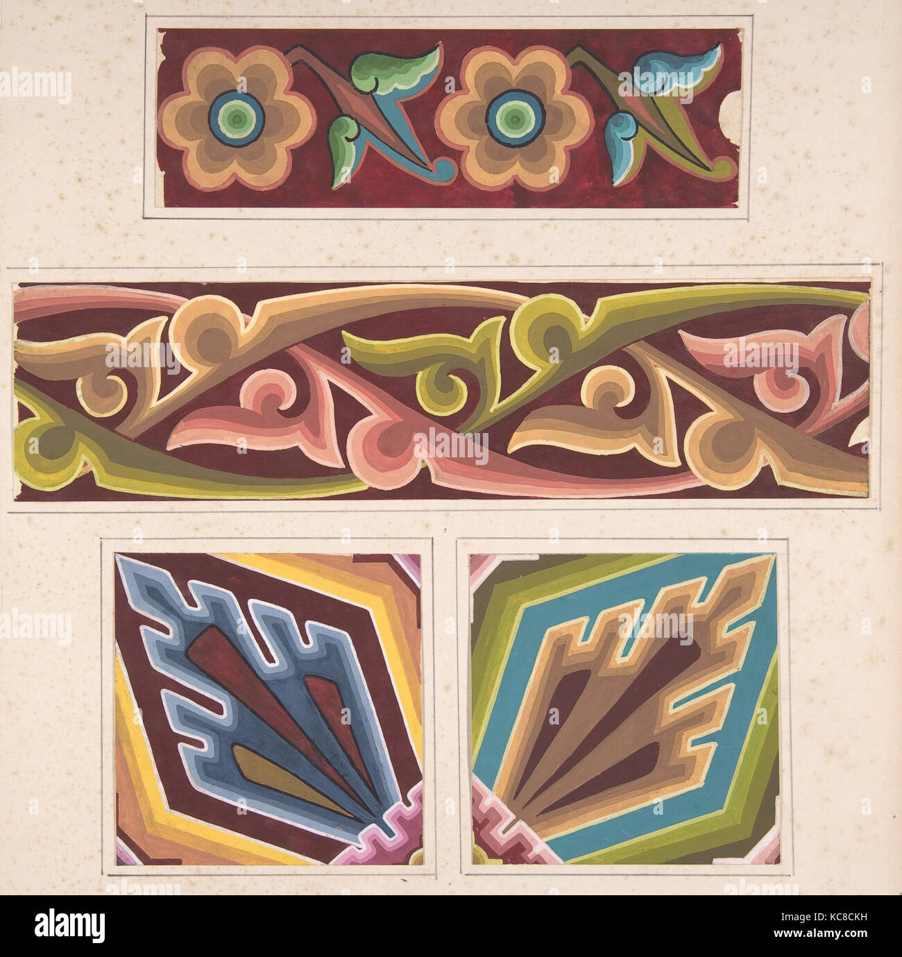 Dessin de conception, Christopher Dresser, ca. 1883, sur la base de conception antérieure Banque D'Images