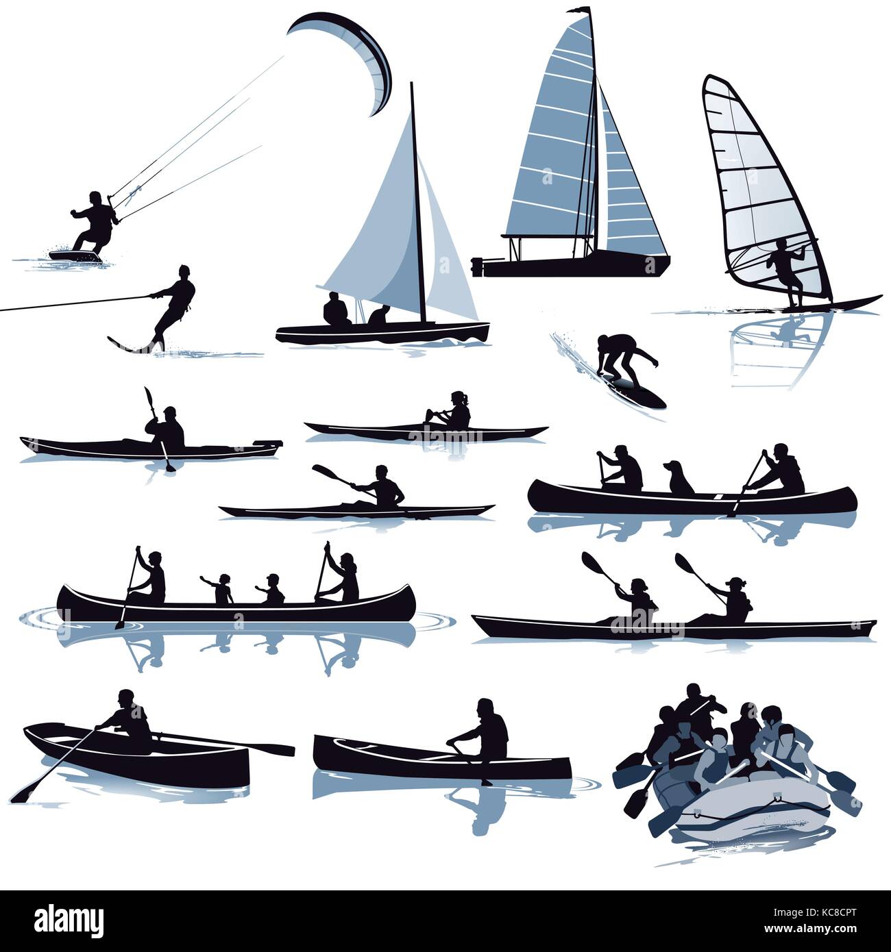 Différents sports nautiques illustration Illustration de Vecteur