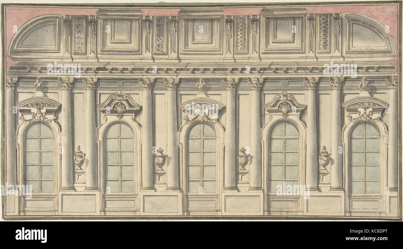 Élévation du mur et de l'intérieur, anonyme, Italien, 18e siècle Banque D'Images