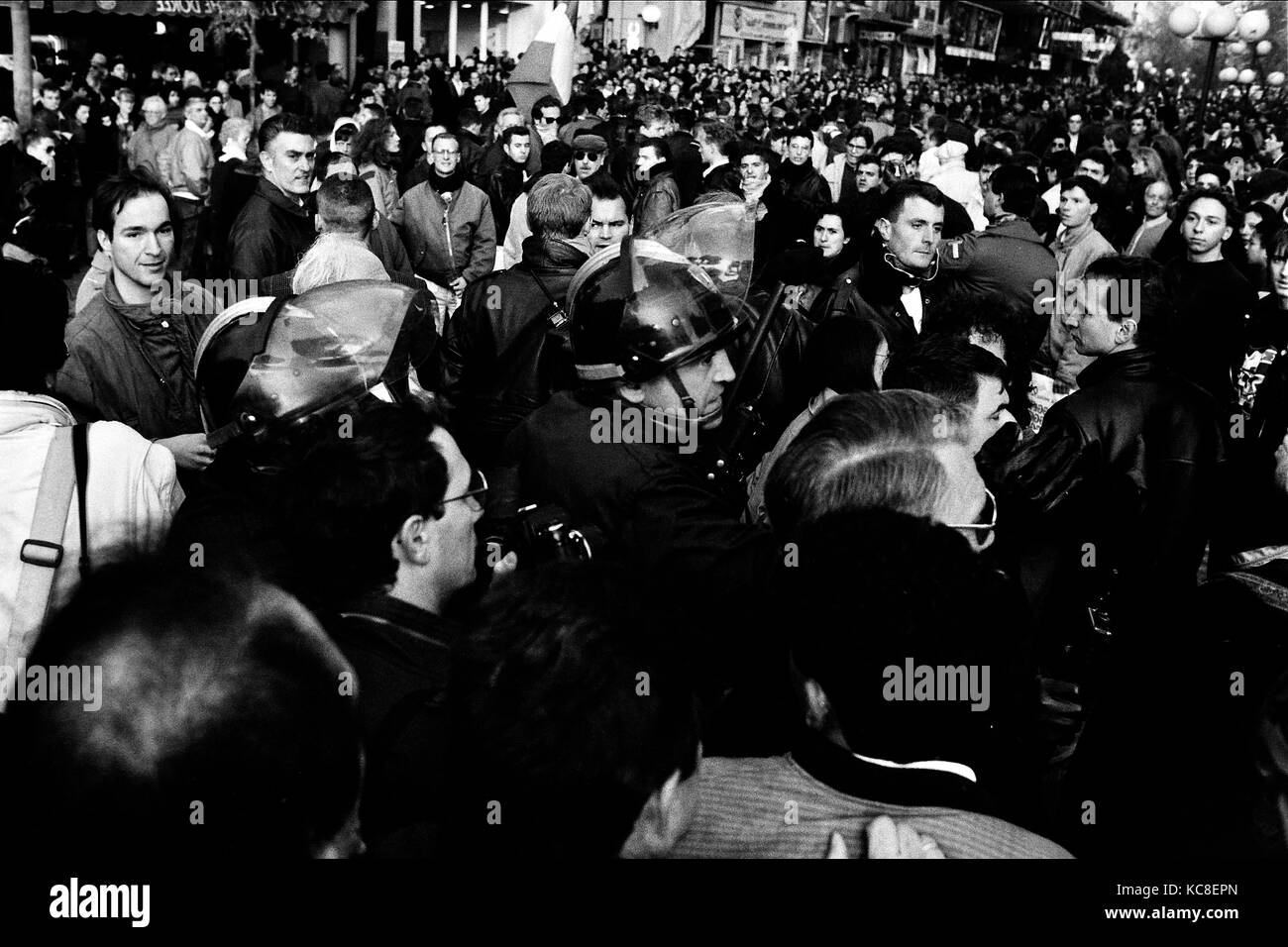 Le Front national français organise un rassemblement à Lyon pour protester contre la construction prochaine de la Grande Mosquée de Lyon, Lyon (France) Banque D'Images