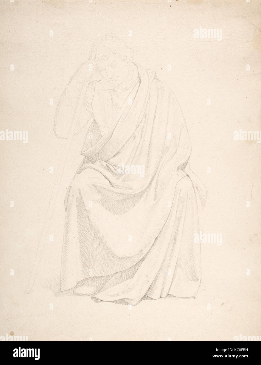 Une étude de draperie d'un homme assis, Johann Friedrich Overbeck, début xixe siècle Banque D'Images