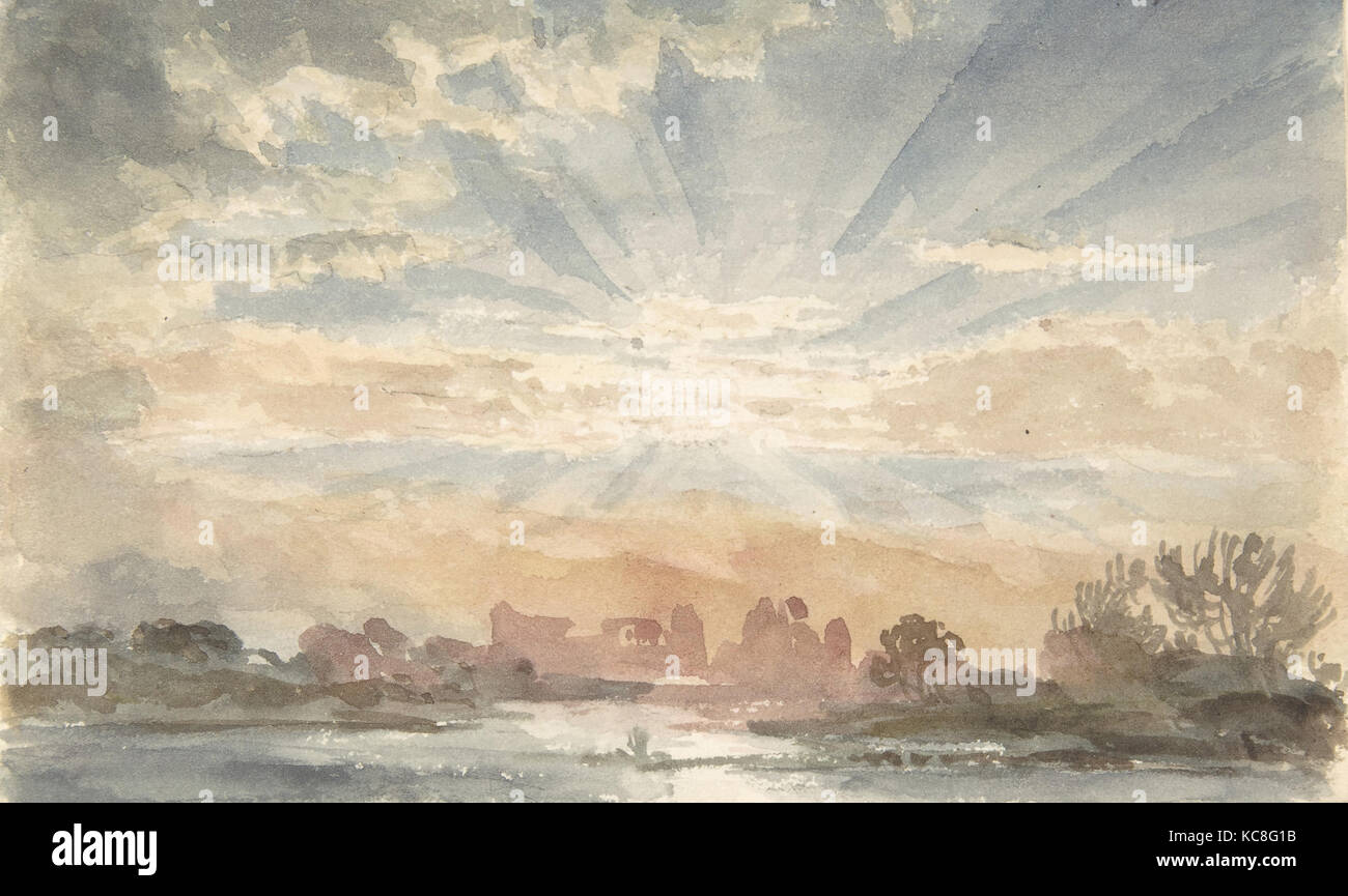 Paysage avec Rising Sun, 1 décembre 1828, 8:30, Joseph Michael Gandy, 1828 Banque D'Images