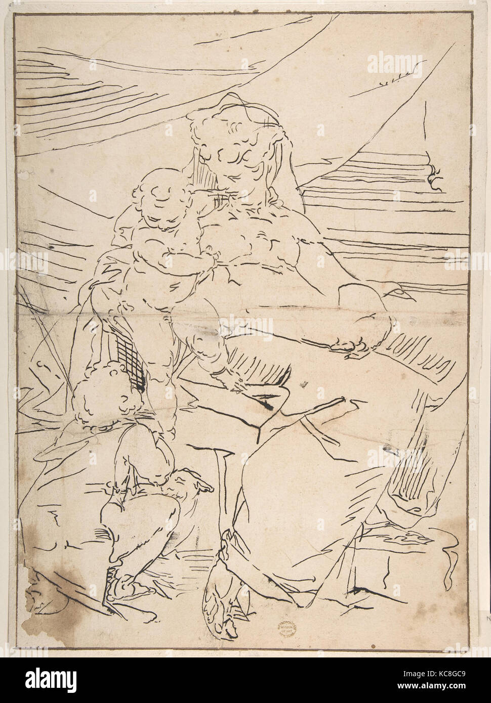 Marie, le Christ Enfant et Saint John, après Luca Cambiaso, 1527-85 Banque D'Images