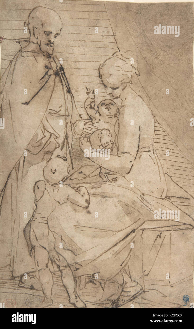 La Sainte Famille avec le nourrisson Jean-baptiste, Luca Cambiaso, 1527-85 Banque D'Images