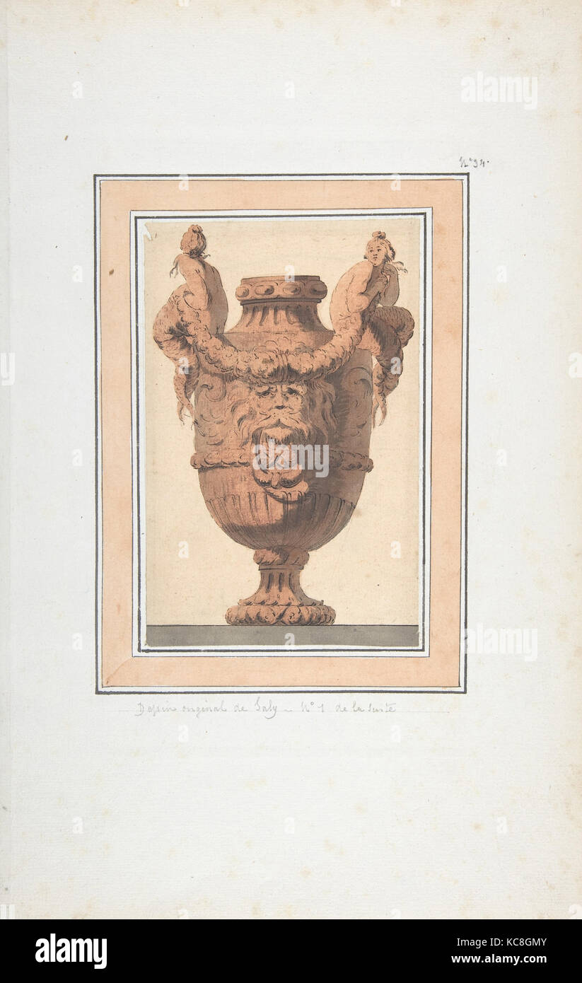 Conception pour vase, après Jacques François Joseph Saly, milieu du 18e siècle Banque D'Images