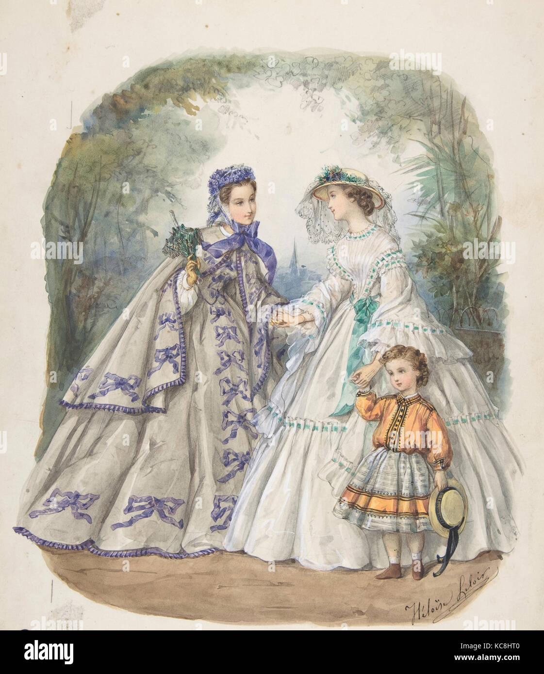 L'illustration pour un magazine de mode, Hélöise Leloir, ca. 1862 Banque D'Images
